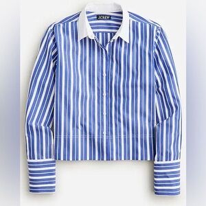 J. Crew Blue and White Striped Crop Top